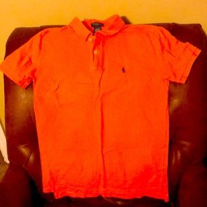 ORANGE & BLUE POLO BY RALPH LAUREN BOYS LARGE ( 14 - 16) 100% COTTON SHIRT